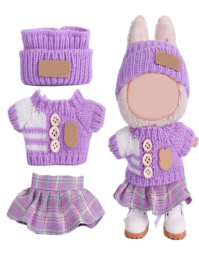 SHUOXUKE for Luxury 17cm Doll Clothes - 3-Piece Set （No Doll）, Adorable Outfit , Doll Outfit Clothes Set for 17cm Dolls,Clothes for Fashion Designer Collection Hat + Sweater + Skirt (Purple) - Image 1